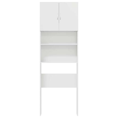 Vaskemaskineskab 64x24x190 cm konstrueret træ hvid højglans