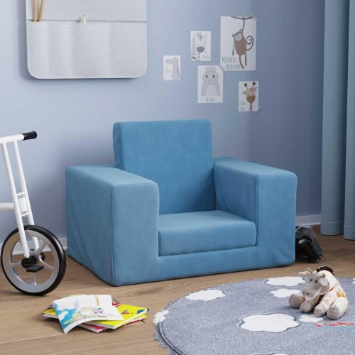 Sofaseng til børn i blødt plys blå