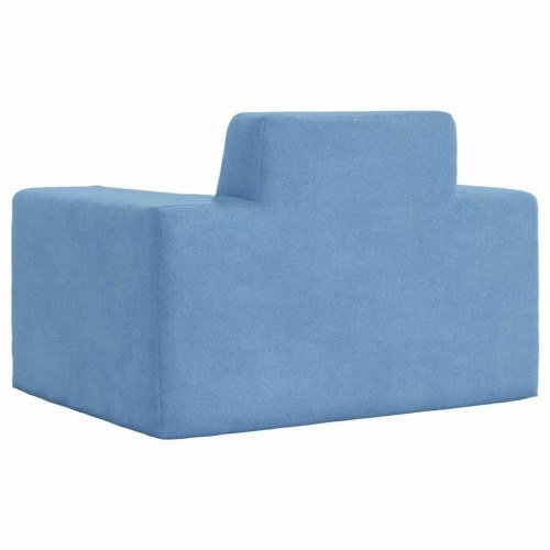 Børnesofa i blødt plys - blå minisofa til børneværelse