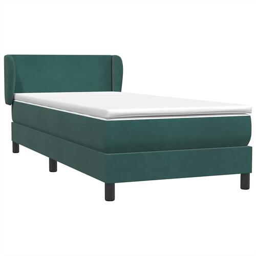 Kontinentalseng med madras 90x220 cm fløjl mørkegrøn