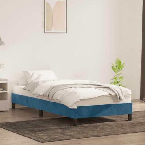 Sengeramme i fløjl - 100x210 cm, mørkeblå