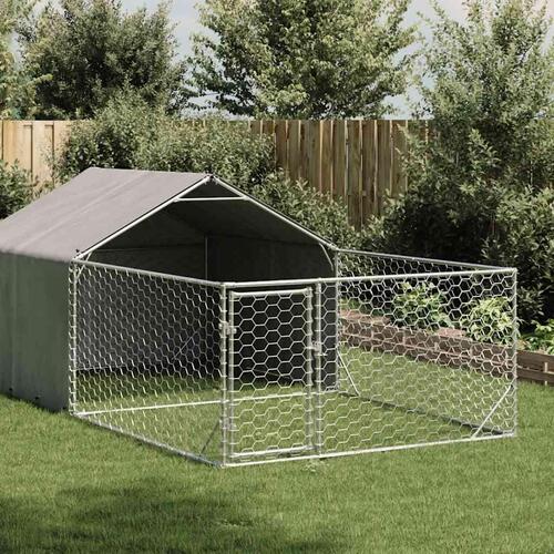 Udendørs hundegård med løbegård 4x2x1,5 m Galvaniseret stål