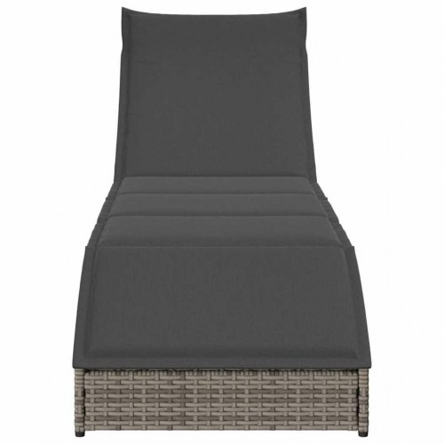 Sammenklappelig solseng med hynde og opbevaring polyrattan grå