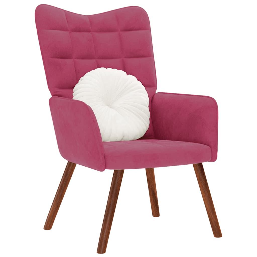 Lænestol Fløjl - Vinrød / without stool
