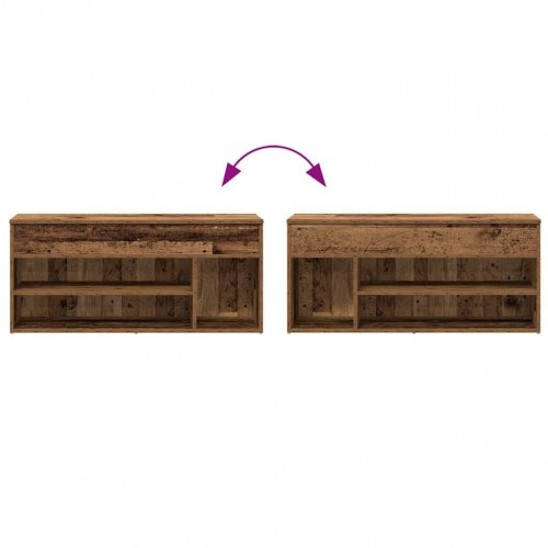 Skobænk 102×30,5×45 cm i konstrueret træ - antikt træ