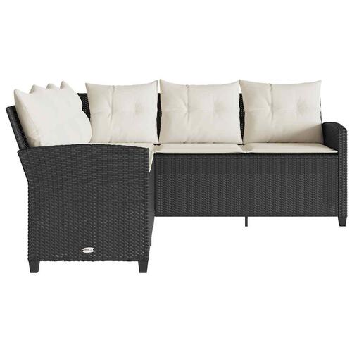 L-formet sofa med hynder polyrattan sort
