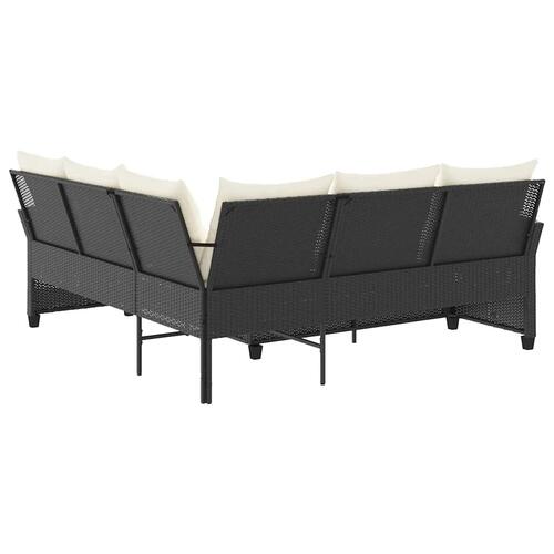 L-formet sofa med hynder polyrattan sort