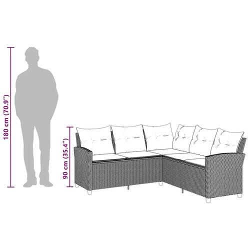 L-formet sofa med hynder polyrattan sort