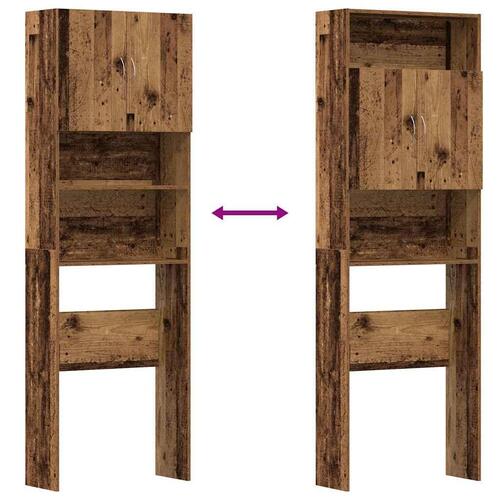 Vaskemaskineskab 64x24x190 cm konstrueret træ gammelt træ-look