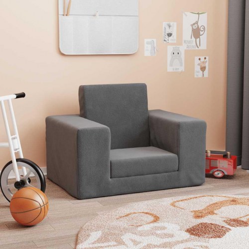 Sofaseng til børn i blødt plys - antracitgrå