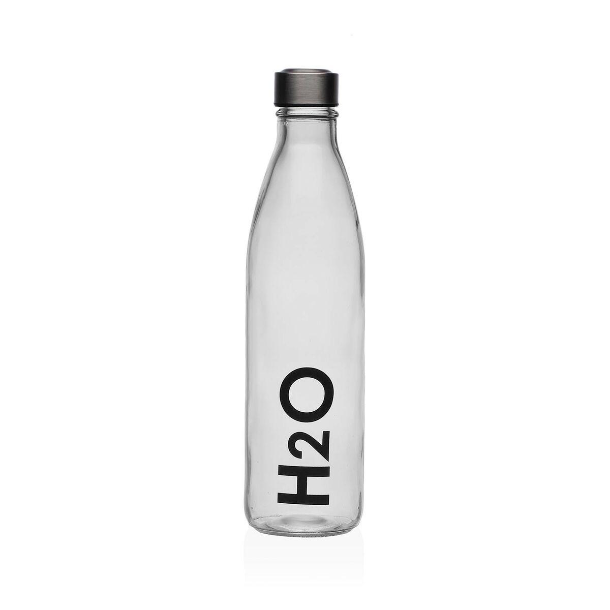 Vandflaske Versa Gennemsigtig Glas Aluminium 1 L 8 x 31 x 8 cm