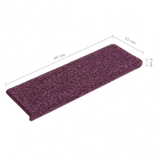Trappemåtter 15 stk. - 65×21×4 cm mørkelilla, rektangulær kant