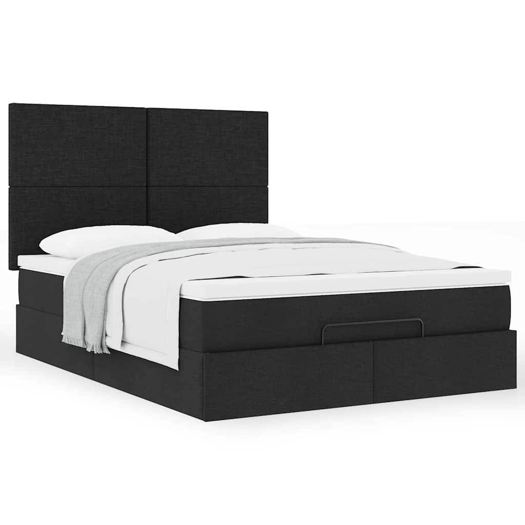 Osmannisk Sengeramme Med Madras 140x190 Cm Stof Sort