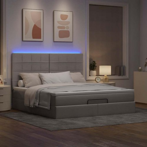 Osmannisk sengeramme med madras 180x200 cm stof gråbrun