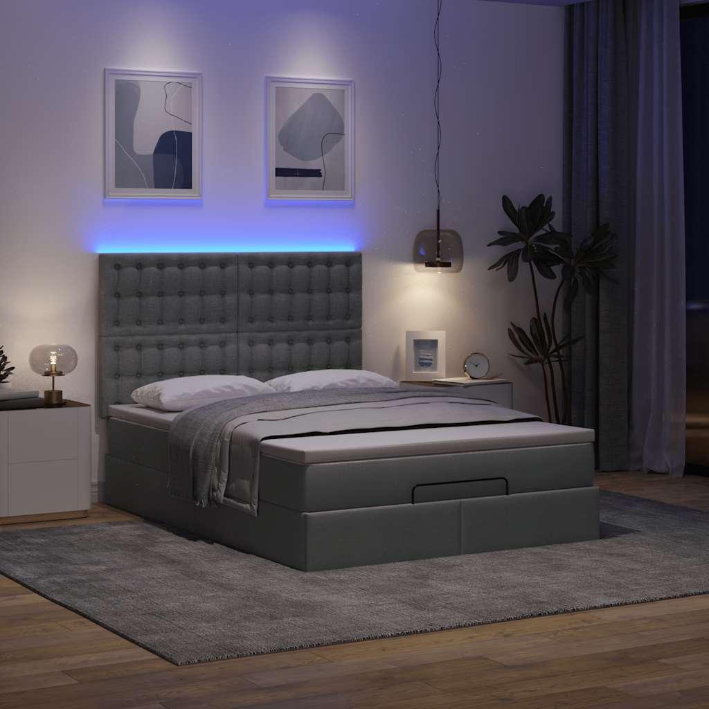 Osmannisk sengeramme med madras 140x190 cm stof mørkegrå