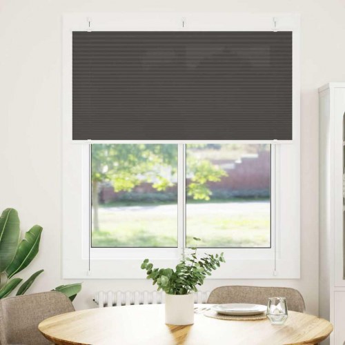 Plisségardin - sort 115×100 cm, stofbredde 114,4 cm, polyester