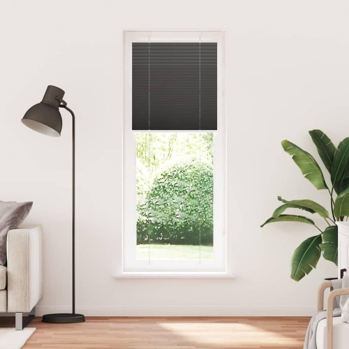 Plisségardin - sort 75×200 cm, stofbredde 74,4 cm, polyester