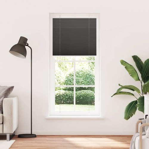 Plisségardin - sort 100×200 cm, stofbredde 99,4 cm, polyester