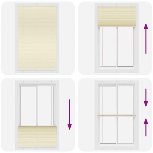 Plisségardin - creme, 115×200 cm, stofbredde 114,4 cm, polyester