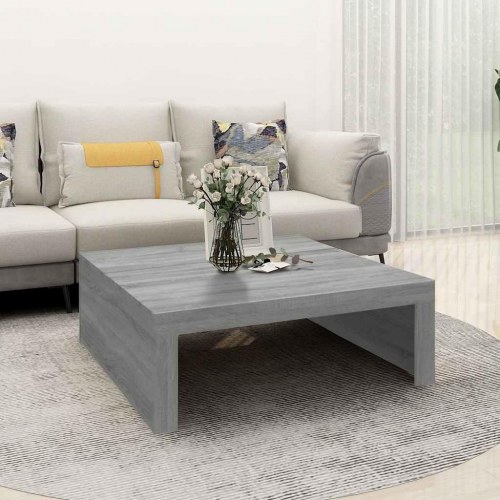 Sofabord 100 × 100 × 35 cm i konstrueret træ - grå sonoma-eg