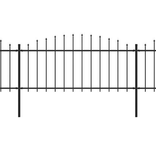 Havehegn med spydtop (0,5-0,75) x 3,4 m sort stål