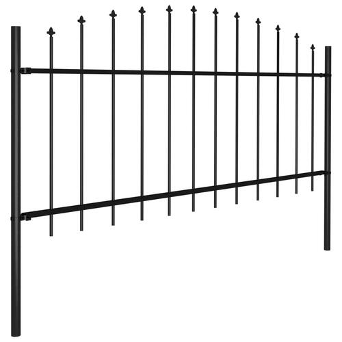 Havehegn med spydtop (0,5-0,75) x 3,4 m sort stål