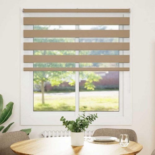 Zebragardin sandbrun 130×150 cm - stofbredde 125,9 cm, polyester