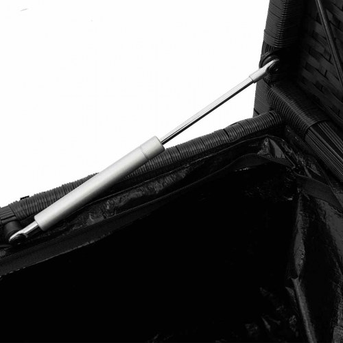 Opbevaringsbænk til haven med hynde polyrattan sort