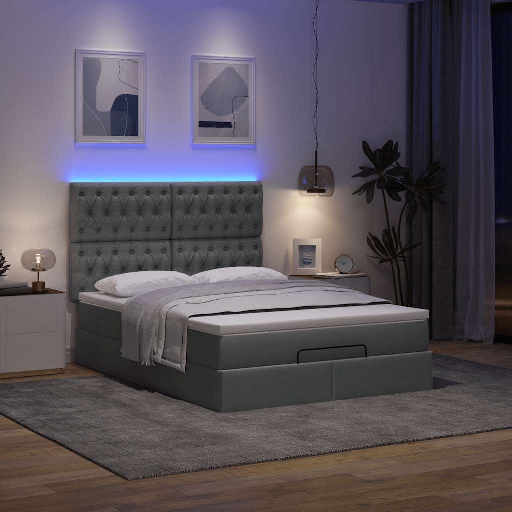 Osmannisk sengeramme med madras 140x190 cm stof mørkegrå