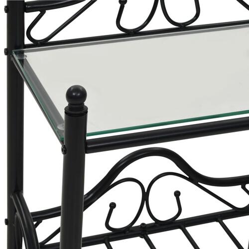 Sengebord stål og hærdet glas 45 x 30,5 x 60 cm sort