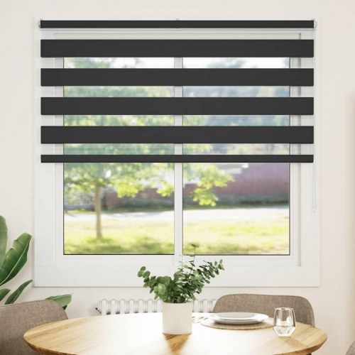 Zebragardin - sort 145×150 cm, stofbredde 140,9 cm, polyester