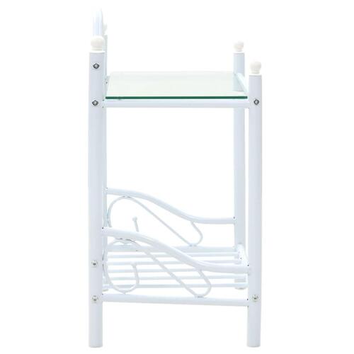 Sengebord stål og hærdet glas 45 x 30,5 x 60 cm hvid
