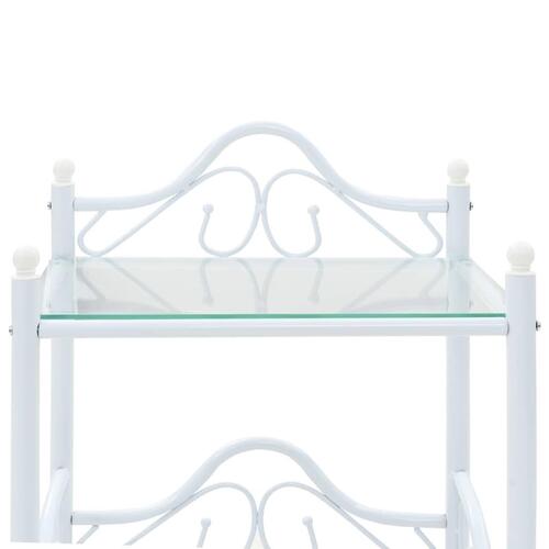 Sengebord stål og hærdet glas 45 x 30,5 x 60 cm hvid