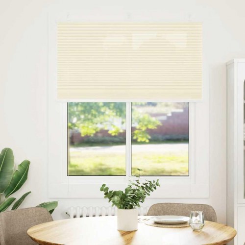 Plisségardin - creme, 105×100 cm (stofbredde 104,4 cm), polyester