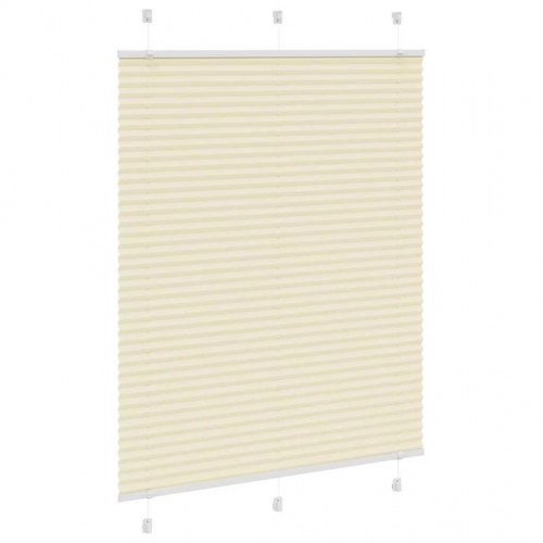 Plisségardin - creme, 105×100 cm (stofbredde 104,4 cm), polyester