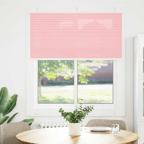 Plisségardin - lyserød 120×100 cm, stofbredde 119,4 cm, polyester