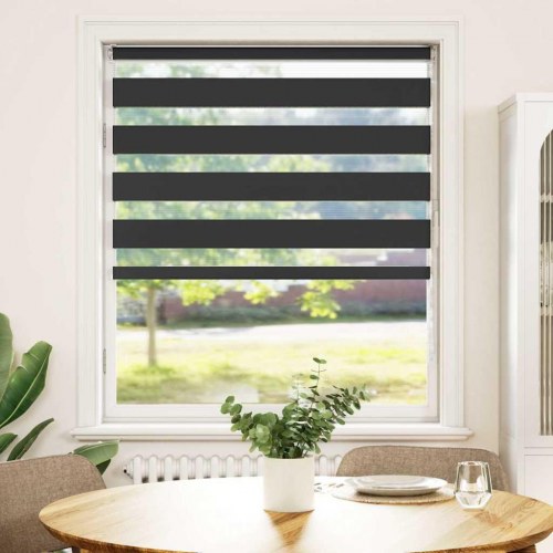 Zebragardin - sort 100×150 cm, stofbredde 95,9 cm, polyester