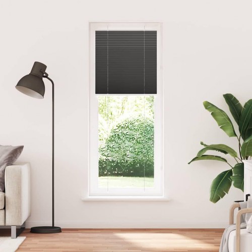 Plisségardin - sort 70×200 cm, stofbredde 69,4 cm, polyester