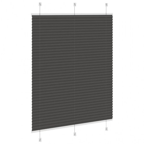 Plisségardin - sort 110×100 cm, stofbredde 109,4 cm, polyester