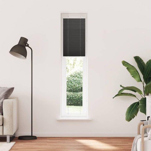 Plisségardin - sort 45×200 cm, stofbredde 44,4 cm, polyester