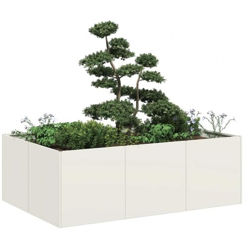 Plantekasse i stål 120 × 80 × 40 cm - hvid højbed til have og terrasse