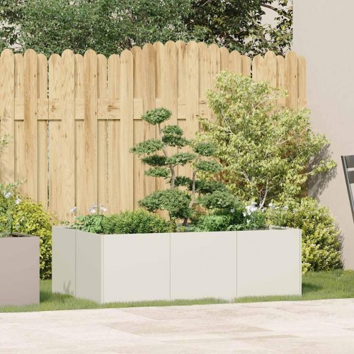 Plantekasse i stål 120 × 80 × 40 cm - hvid højbed til have og terrasse