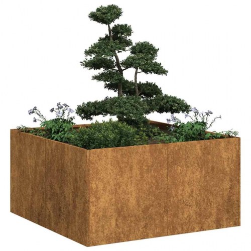 Plantekasse i cortenstål - rustfarvet 80 × 80 × 40 cm, åben bund