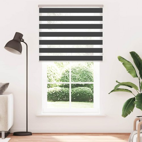 Zebragardin - sort 130×230 cm, stofbredde 125,9 cm - polyester