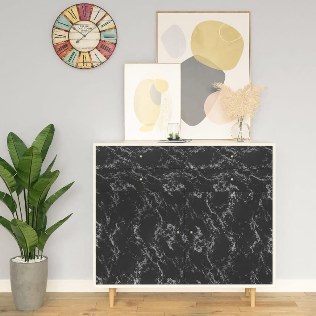 Selvklæbende folie til møbler 500x90 cm PVC sort sten