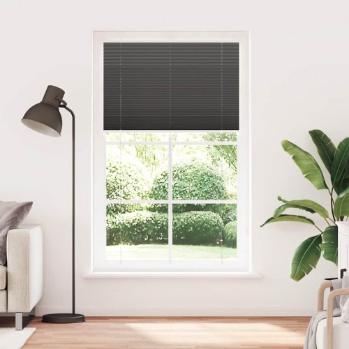 Plisségardin - sort 120×200 cm, stofbredde 119,4 cm, polyester