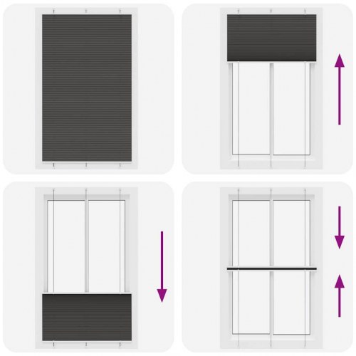 Plisségardin - sort 120×200 cm, stofbredde 119,4 cm, polyester