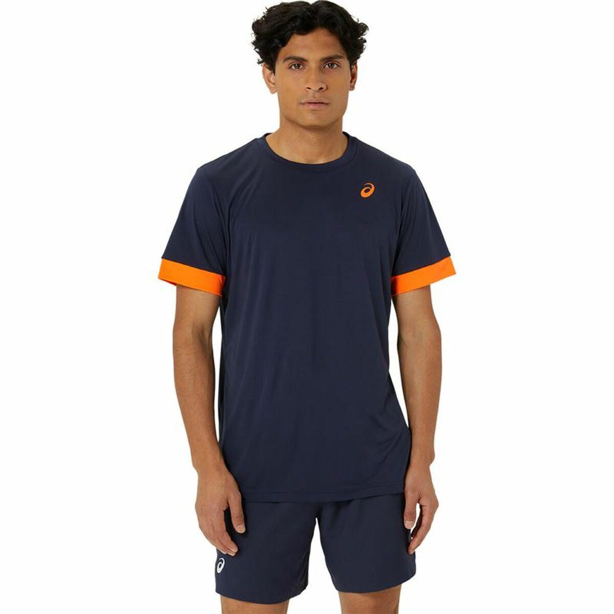 Asics Court SS Top herre - kortærmet sport T-shirt, marineblå/orange - S