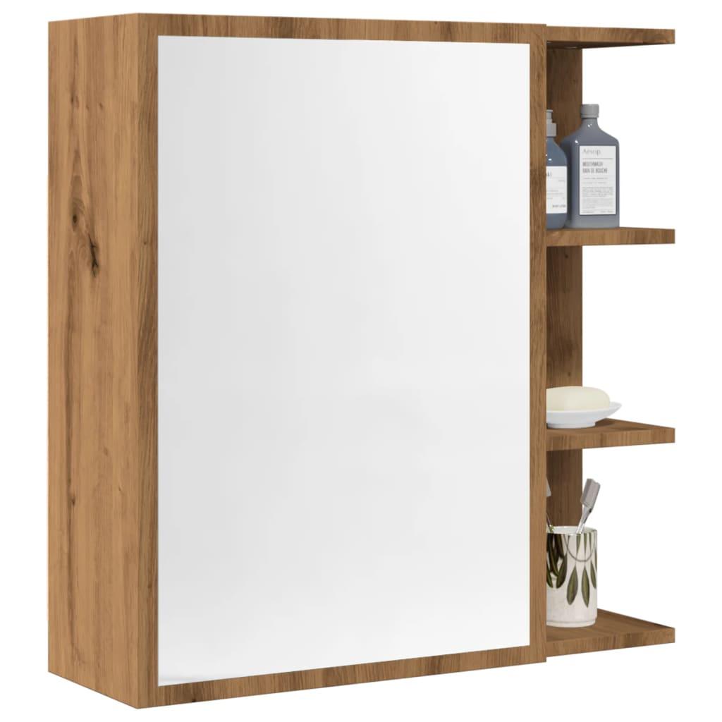 BadevÃ¦relsesskab med spejl 62,5x20,5x64 cm konstrueret trÃ¦