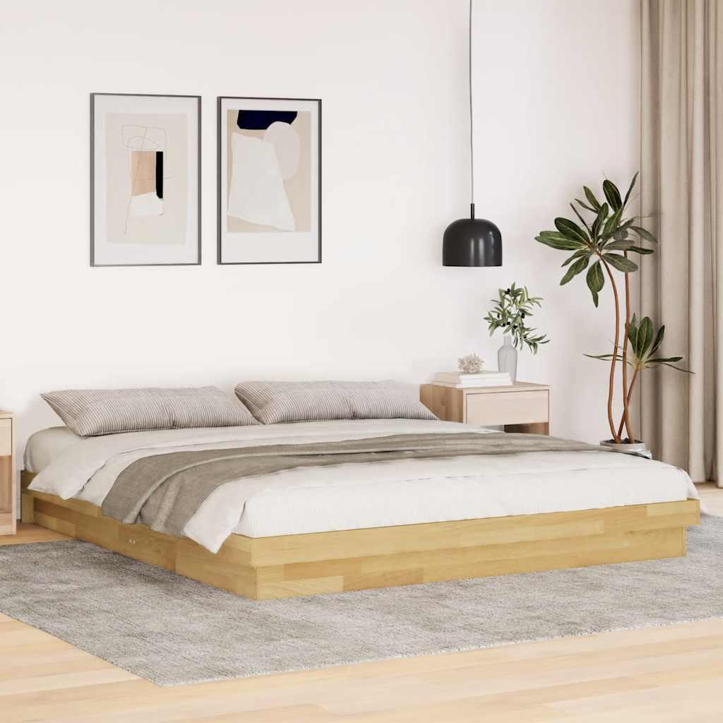 Sengeramme uden madras 200x200 cm Massivt træ Eg